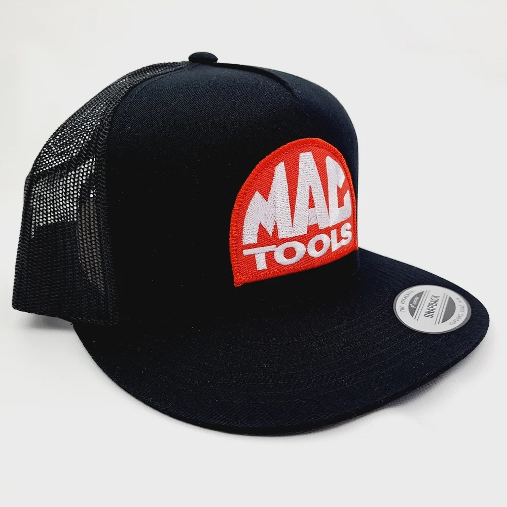 MAC Tools Flat Bill Trucker Embroidered Patch Mesh Snapback Cap Hat Black